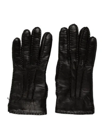 Pre-owned Polo Ralph Lauren Leather Gloves In Black