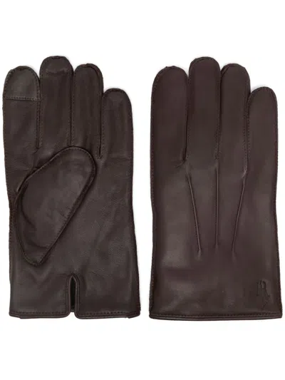 Polo Ralph Lauren Leather Gloves In Brown