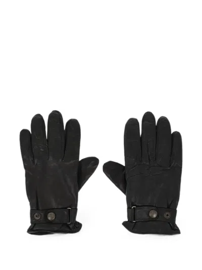 Polo Ralph Lauren Leather Gloves Lined With Fleece In Black