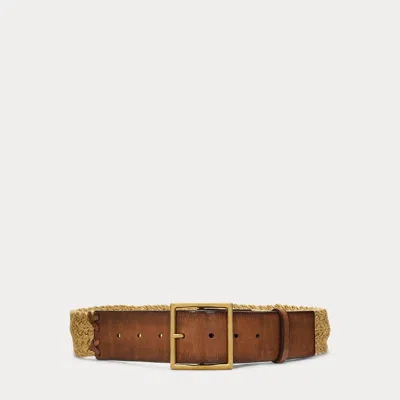Polo Ralph Lauren Leather-hemp Belt In Tan/brown
