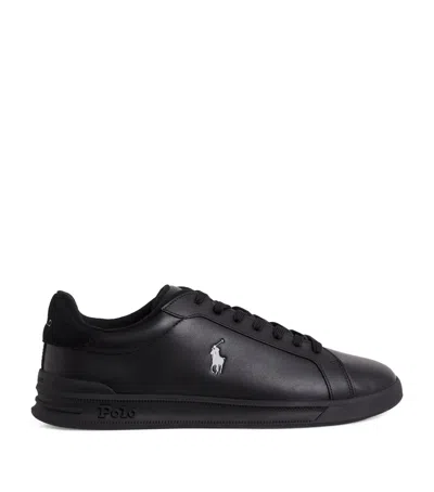 Polo Ralph Lauren Leather Heritage Court Ii Sneakers In Black