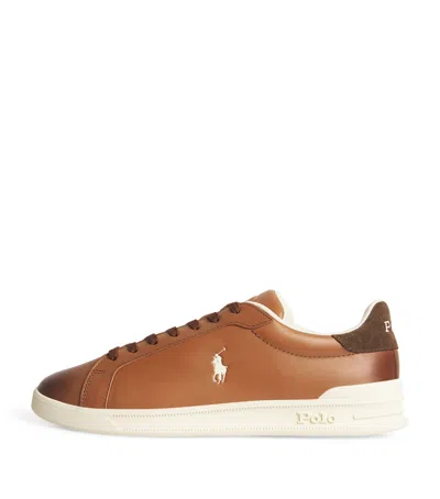 Polo Ralph Lauren Leather Heritage Court Ii Sneakers In Brown