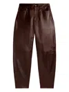 Polo Ralph Lauren Leather High-waisted Trousers In Brown
