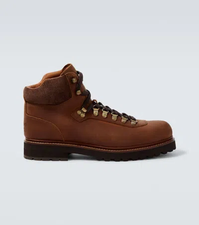 Polo Ralph Lauren Leather Hiking Boots In Brown