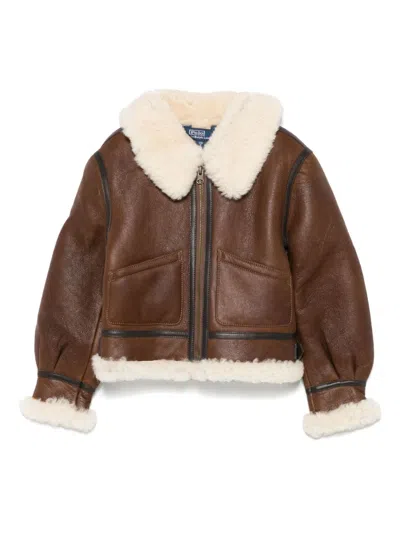 Polo Ralph Lauren Kids' Leather Jacket In Brown