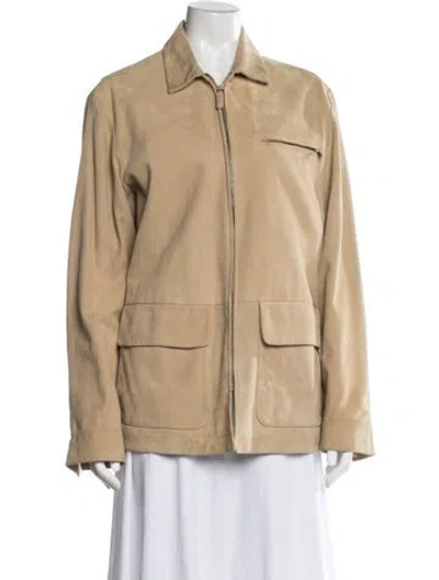 Pre-owned Polo Ralph Lauren Leather Jacket In Neutrals