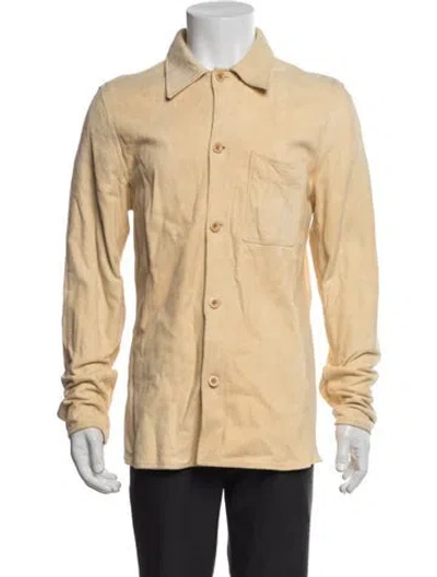 Pre-owned Polo Ralph Lauren Leather Jacket In Yellow