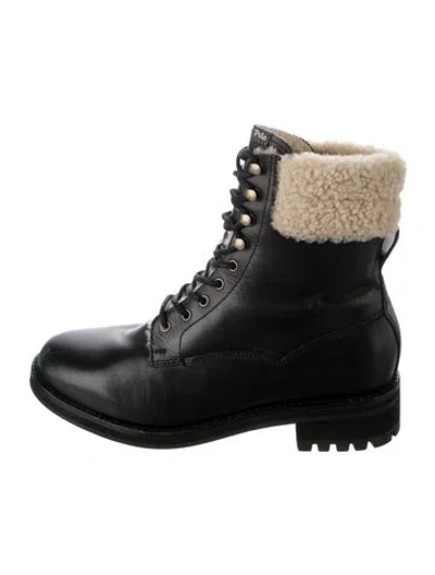 Pre-owned Polo Ralph Lauren Leather Lace-up Boots In Black