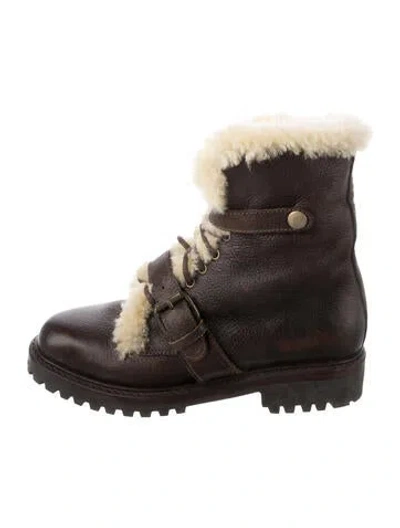Pre-owned Polo Ralph Lauren Leather Lace-up Boots In Brown