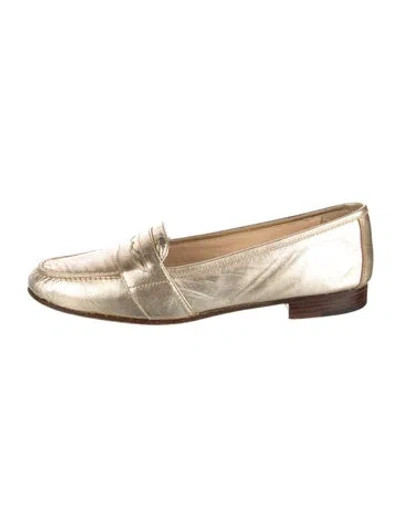 Pre-owned Polo Ralph Lauren Leather Loafers In Gold/metallic