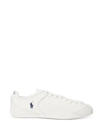 Polo Ralph Lauren Leather Logo-embroidered Sneakers In White