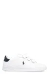 Polo Ralph Lauren Mens Heritage Court Ii Branded Leather Low-top Trainers White/bl In White/blk