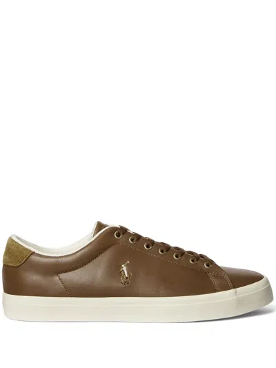 Polo Ralph Lauren Leather Low-top Sneakers In Brown