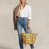 Polo Ralph Lauren Leather Medium Basket-weave Bag In Multi