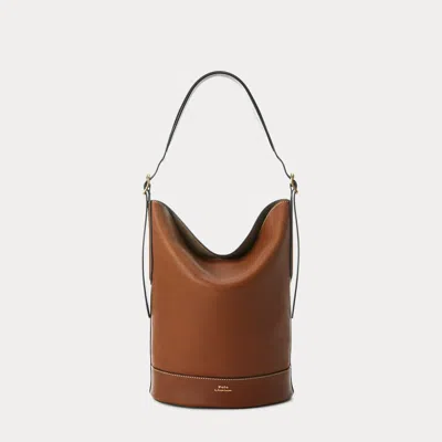 Polo Ralph Lauren Leather Medium Bellport Bucket Bag In Tan