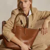 Polo Ralph Lauren Reversible Leather Medium Bellport Tote In Cuoio