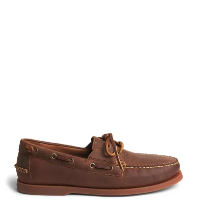 Polo Ralph Lauren Leather Merton Boat Shoes In Brown