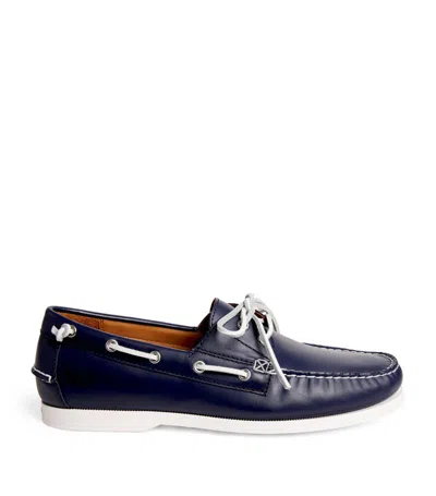 Polo Ralph Lauren Leather Merton Boat Shoes In Navy