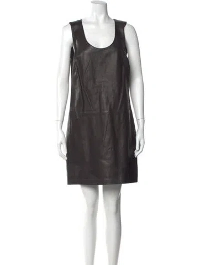 Pre-owned Polo Ralph Lauren Leather Mini Dress In Black