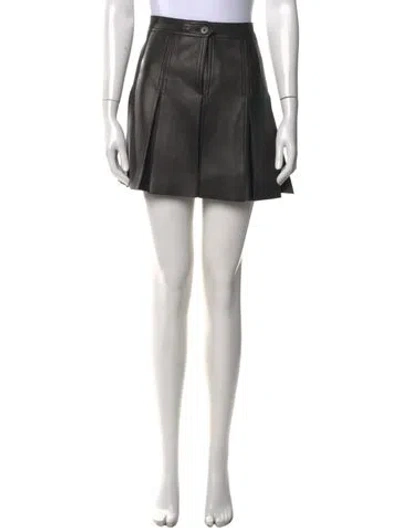 Pre-owned Polo Ralph Lauren Leather Mini Skirt In Black