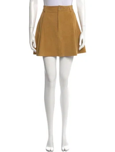 Pre-owned Polo Ralph Lauren Leather Mini Skirt In Brown