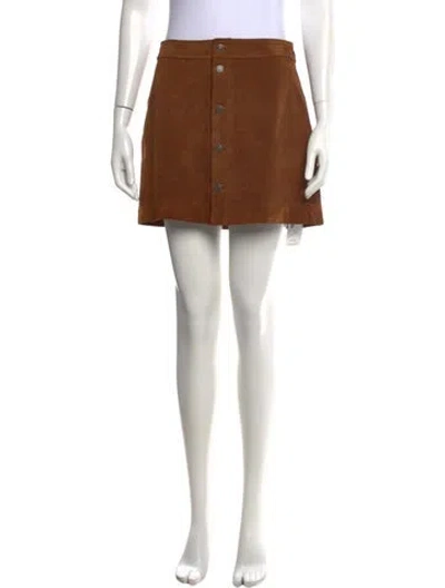 Pre-owned Polo Ralph Lauren Leather Mini Skirt In Brown