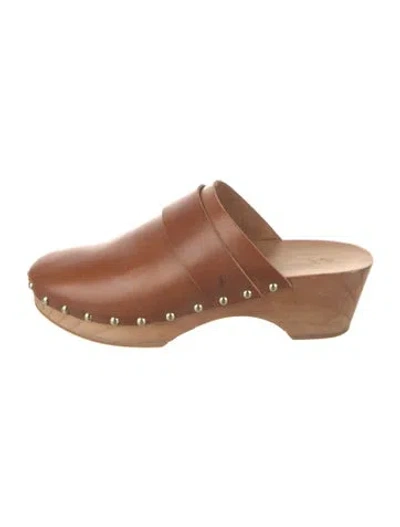 Pre-owned Polo Ralph Lauren Leather Mules In Brown