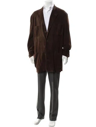 Pre-owned Polo Ralph Lauren Leather Overcoat In Brown