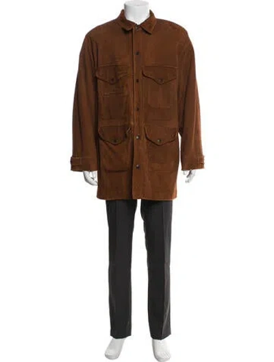 Pre-owned Polo Ralph Lauren Leather Parka In Brown