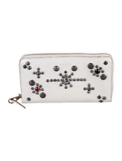 Pre-owned Polo Ralph Lauren Leather Patterned Continental Wallet In Neutrals