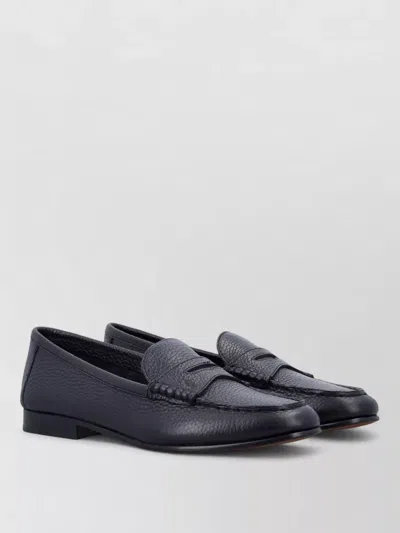 Polo Ralph Lauren Leather Penny Loafers Rounded Toe In Black