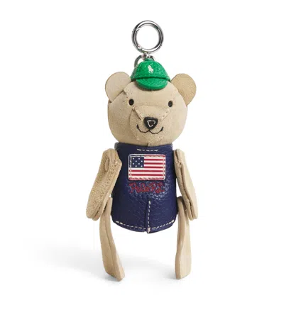 Polo Ralph Lauren Leather Polo Bear Bag Charm In White