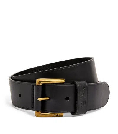 Polo Ralph Lauren Leather Polo Pony Belt In Black