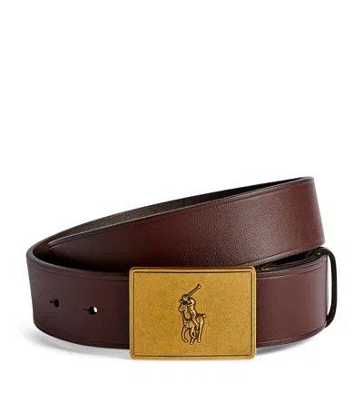 Polo Ralph Lauren Leather Polo Pony Belt In Brown