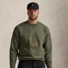 Polo Ralph Lauren Leather-pony Double-knit Sweatshirt In Thermal Green