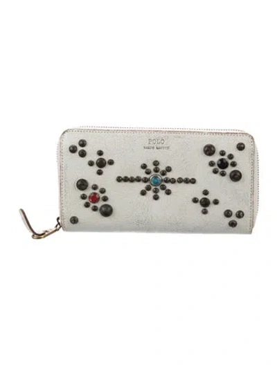 Pre-owned Polo Ralph Lauren Leather Printed Continental Wallet In Neutrals