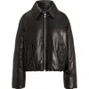 Polo Ralph Lauren Leather Puffer Jacket In Black