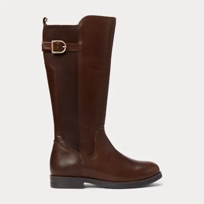 Polo Ralph Lauren Kids' Leather Riding Boot In Brown Burnished Leather