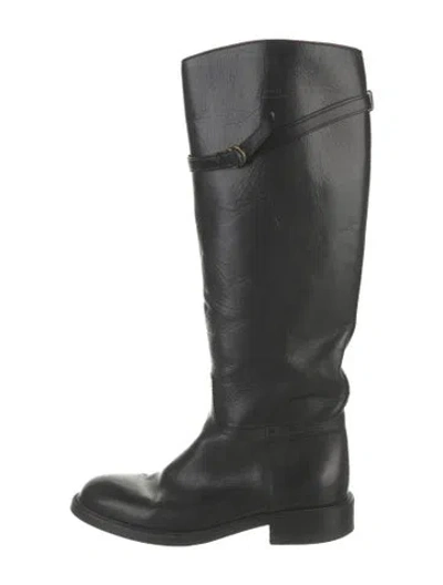 Pre-owned Polo Ralph Lauren Leather Riding Boots In Black
