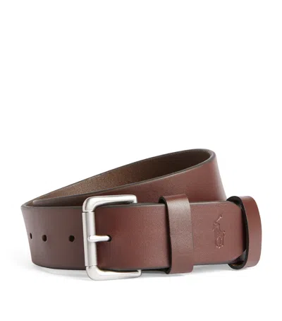 Polo Ralph Lauren Leather Roller Buckle Belt In Brown