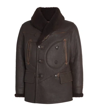 Polo Ralph Lauren Leather-shearling Aviator Coat In Brown