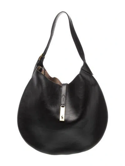 Pre-owned Polo Ralph Lauren Leather Shoulder Bag In Black