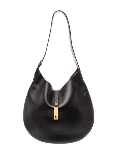 Pre-owned Polo Ralph Lauren Leather Shoulder Bag In Black