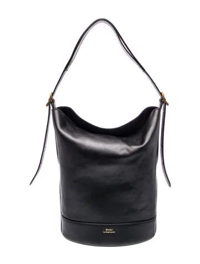 Pre-owned Polo Ralph Lauren Leather Shoulder Bag In Black