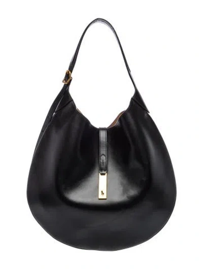 Pre-owned Polo Ralph Lauren Leather Shoulder Bag In Black