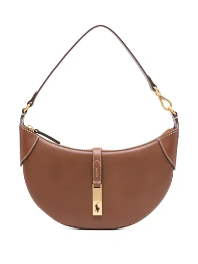 Polo Ralph Lauren Leather Shoulder Bag In Brown