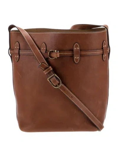 Pre-owned Polo Ralph Lauren Leather Shoulder Bag In Brown