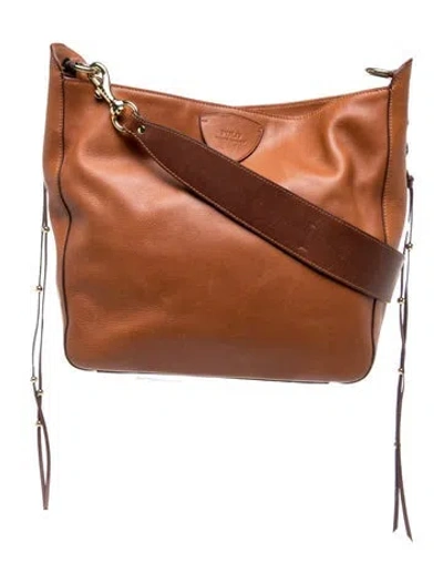 Pre-owned Polo Ralph Lauren Leather Shoulder Bag In Brown