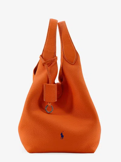 Polo Ralph Lauren Leather Shoulder Bag In Orange