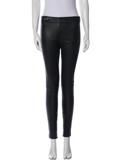 Pre-owned Polo Ralph Lauren Leather Skinny Leg Pants In Black
